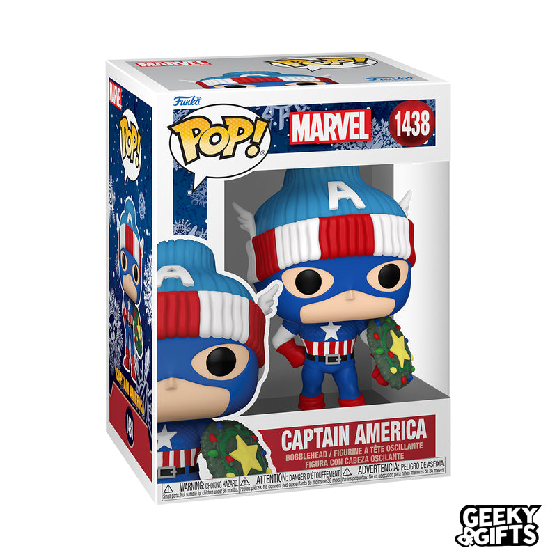 Funko Pop Marvel: Holiday - Capitan America con Gorro 1438