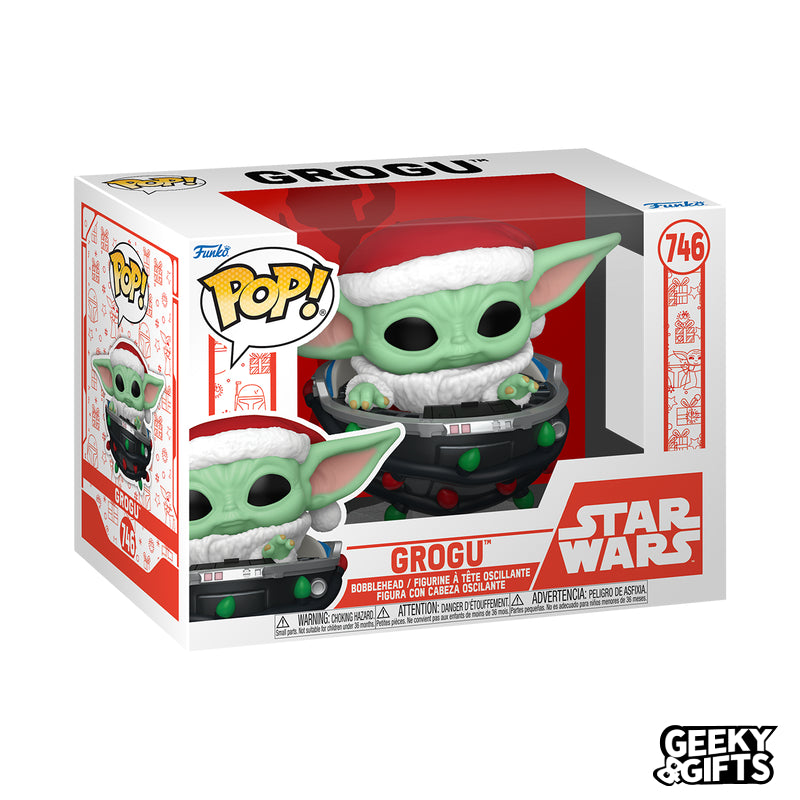 Funko Pop Star Wars: The Mandalorian Holiday - Grogu with Santa Hat in Pram 746