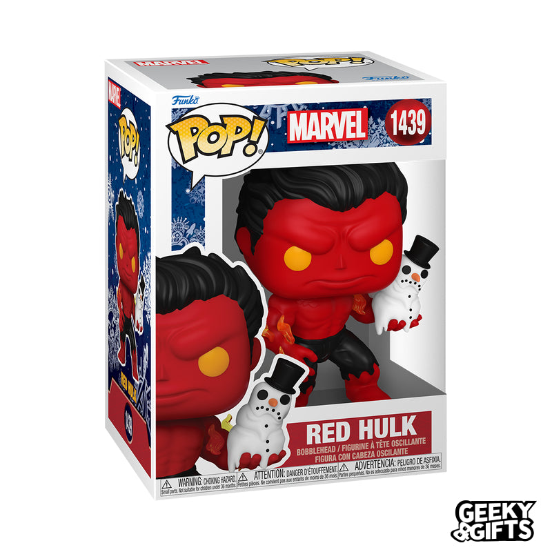 Funko Pop Marvel: Holiday - Red Hulk con Muñeco de Nieve 1439