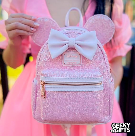 Loungefly Disney Minnie Mouse Cotton Candy Pink Sequin Mini Backpack