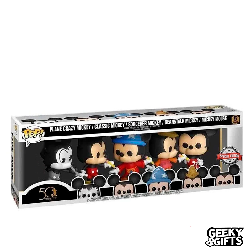 Funko Pop Disney Plane Crazy Mickey, Classic Mickey, Sorcerer Mickey, Beanstalk Mickey y Mickey Mouse 5 pack