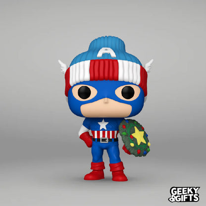 Preventa Funko Pop Marvel: Holiday - Capitan America con Gorro 1438