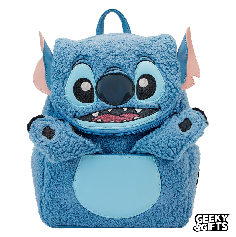 Loungefly Disney: Lilo y Stitch - Stitch Plush Sherpa Mini Mochila