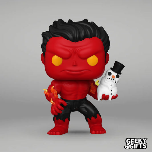 Funko Pop Marvel: Holiday - Red Hulk con Muñeco de Nieve 1439