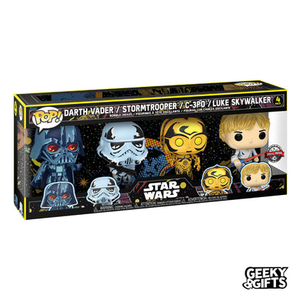 Funko Pop Star Wars: Darth Vader - Stormtrooper - C-3P0 - Luke Skywalker 4 pack