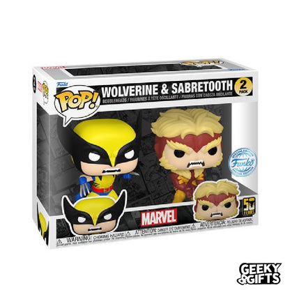 Funko Pop Marvel: Wolverine 50 Years - Wolverine and Sabretooth 2 Pack